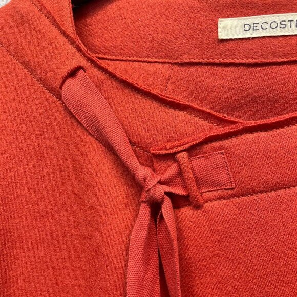 Decoster‎ Shift Dress Womens Small Red Tie Neck 3/4 Sleeve Artsy A-Line - Picture 5 of 14